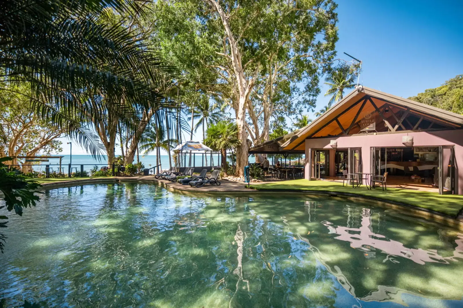 The pool and pavilion