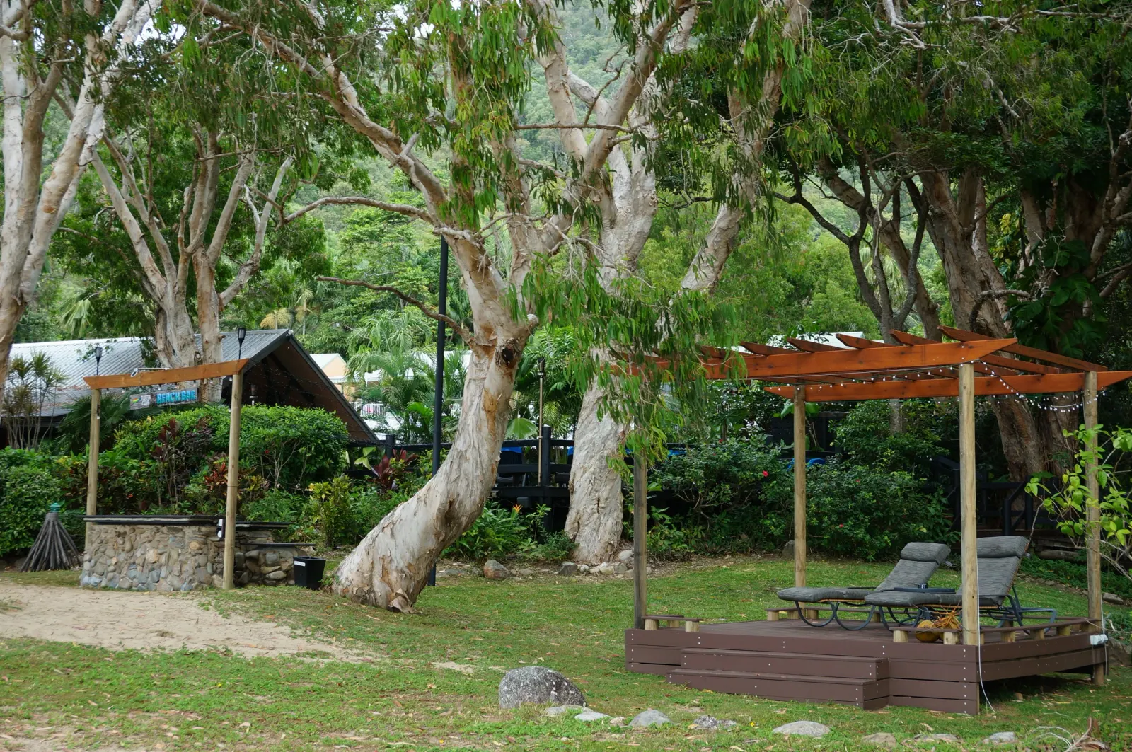 Daybeds under the paperbarks