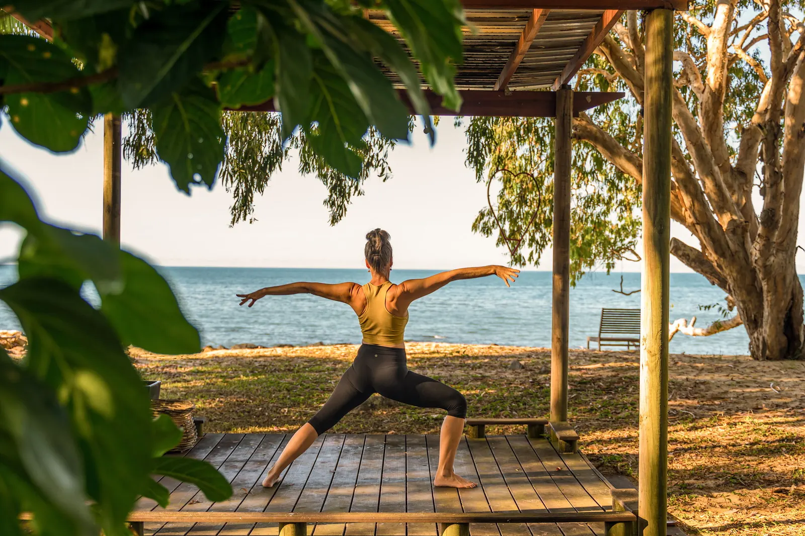 Yoga on the beachfront deck